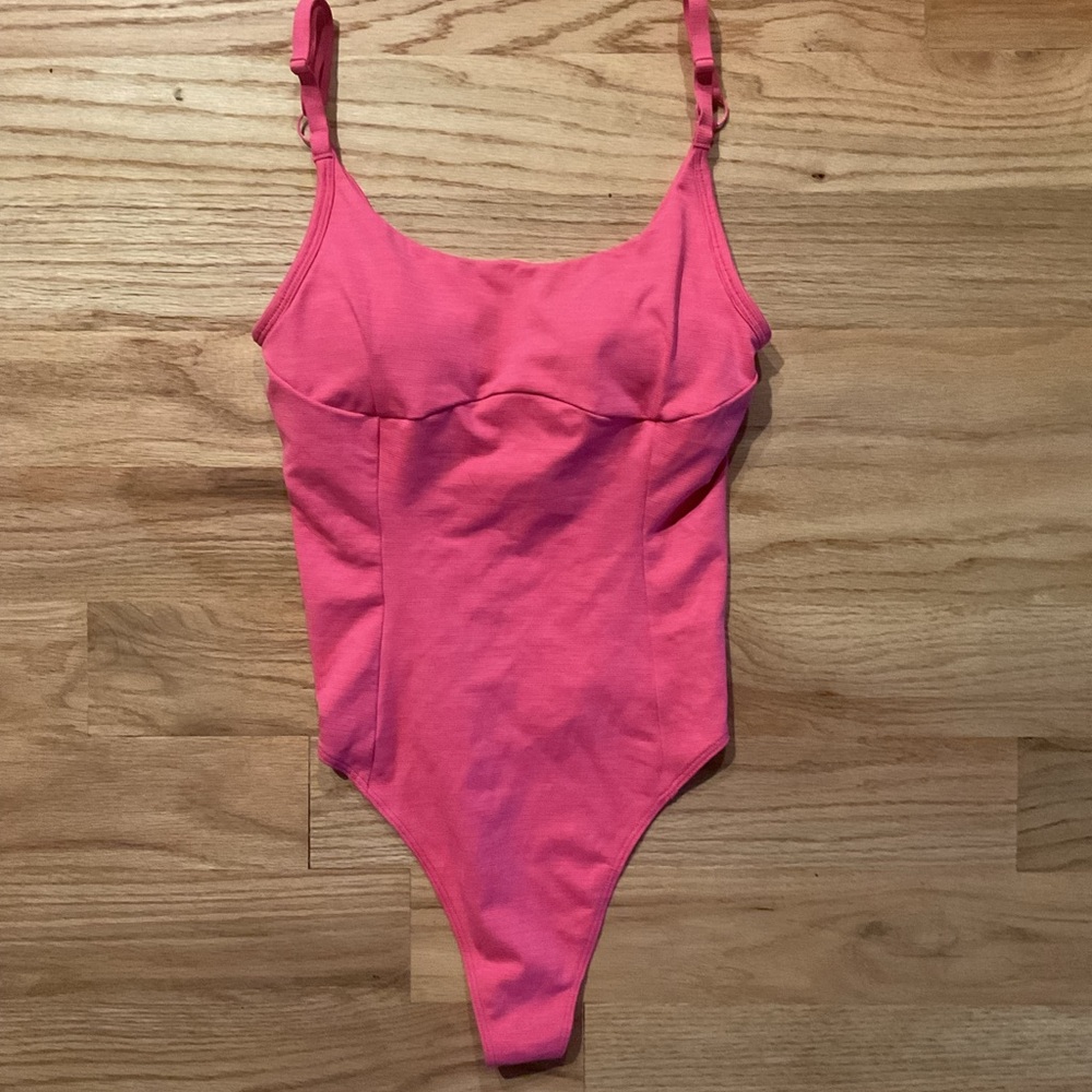 Outdoor Voices Tech Sweat Leotard in Cerise Hot Pink XS